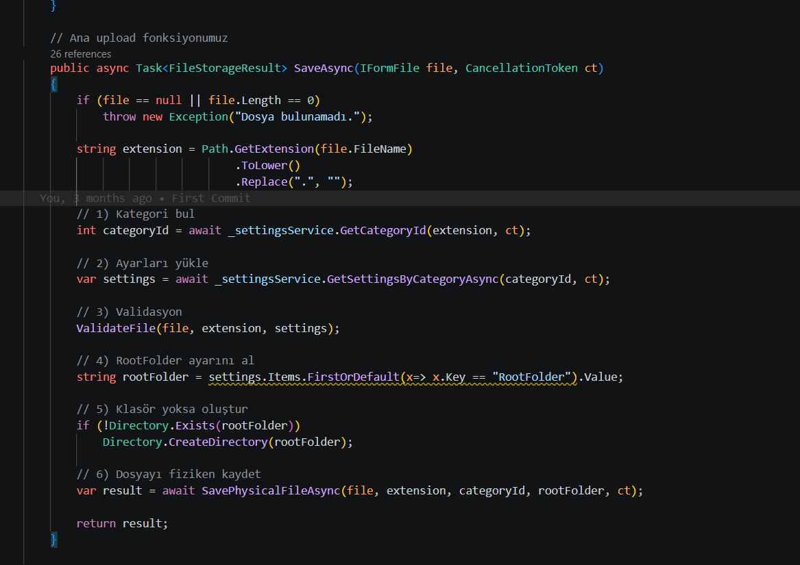 Yazdığım bir dosya yükleme servisinin C# kodu